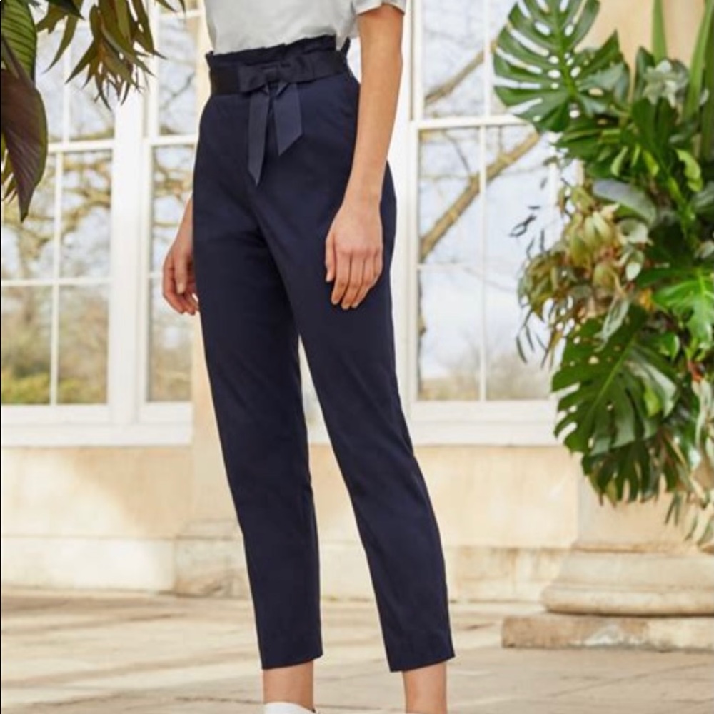 Ted Baker: size 1 (new with tag) “dusky pink” fixed bow belt cotton trouser